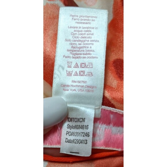 Women's Oscar de la Renta Pink Label Floral Print Ruffle Trim Robe LG - Picture 16 of 16